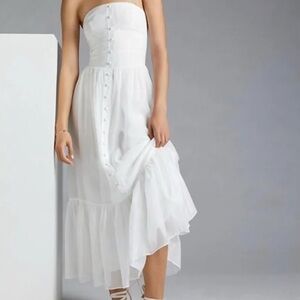 Anthropologie Mare Mare Island Flounced Maxi Dress white